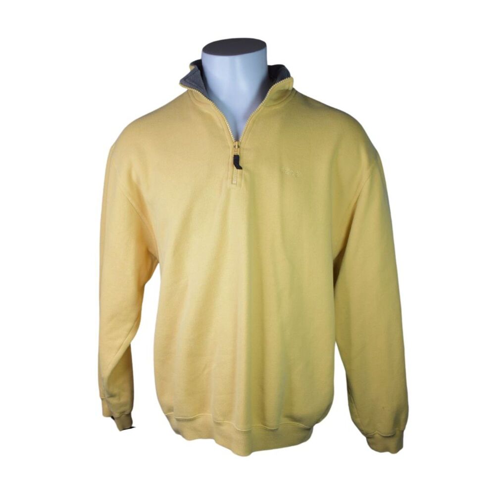 Izod Quarter Zip Sweatshirt Yellow Mens Large